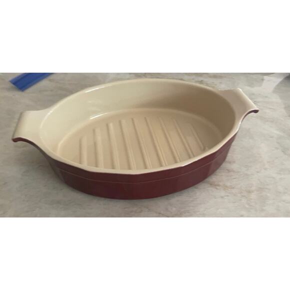 Emile Henry Williams Sonoma large Maroon red oval baker - Picture 1 of 8